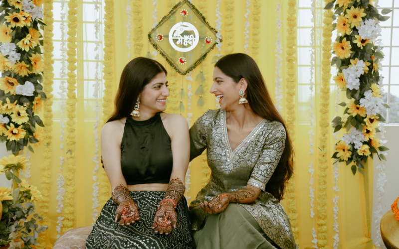 Bride getting Mehndi applied at Chandigarh wedding